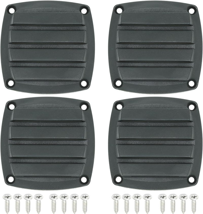 LTEMG Marine Louvered Nylon Boat Vent,Black Plastic Square Air Vent,Free Stainless Steel Screws(4 Pcs) - Image 1